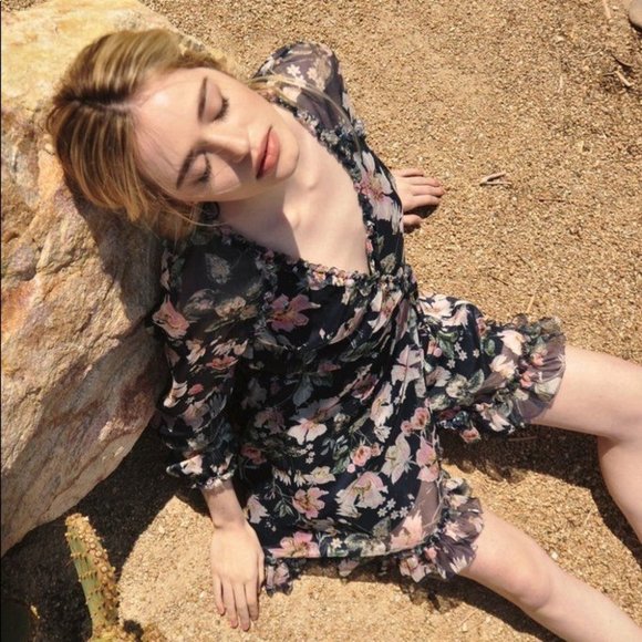 TJD The Jetset Diaries Fleur Sheer Floral Mini Long Sleeve Dress - Picture 3 of 10